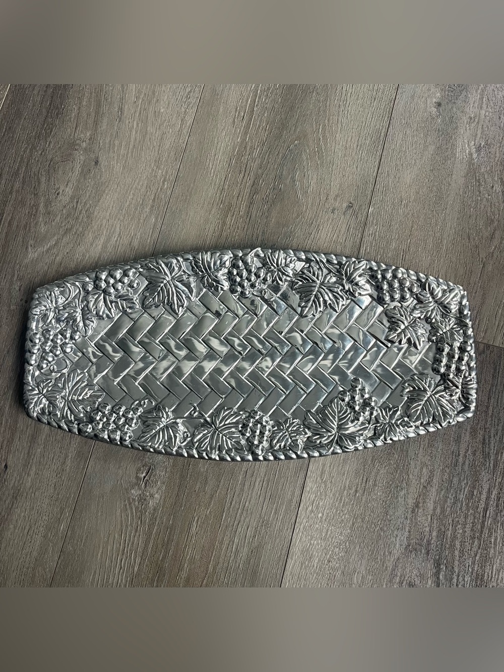 Vintage Lenox Grape Weave Metal Serving Tray 15”